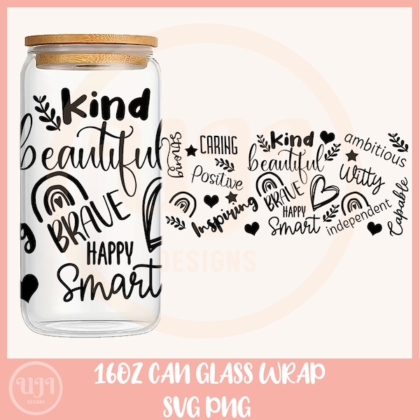 Beer Glass Can svg Coffee Quotes , Affirmation wrap svg, Positive quote 16oz Libbey Glass Bundle SVG, Teacher svg, Mom svg cut file