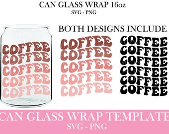 Lattina di caffè con rivestimento in vetro SVG, lattina di birra Libbey da 16 once svg, modello di rivestimento ondulato retrò per caffè SVG, rivestimento in vetro per lattina svg png, rivestimento in vetro retrò per lattina