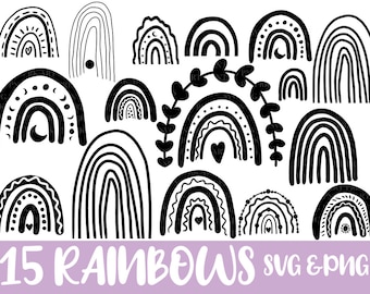 Regenboog Svg-bundel, regenboog svg, regenboog clipart svg png, regenboog met hart svg, boho svg, regenboog gesneden bestand png, pastel regenboog svg png