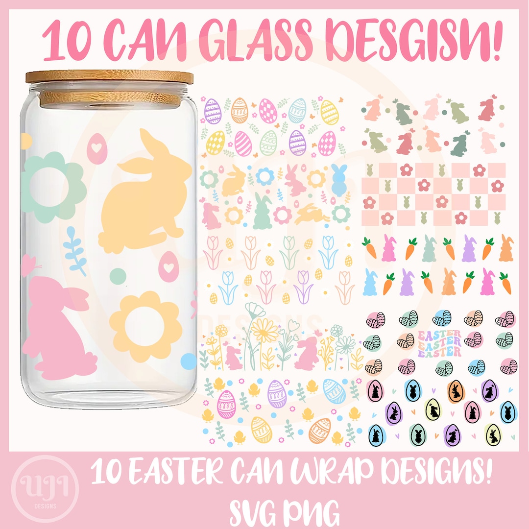 Easter Libbey Glass Can Wrap Svg, Easter Bundle 16oz Libbey Glass Can ...