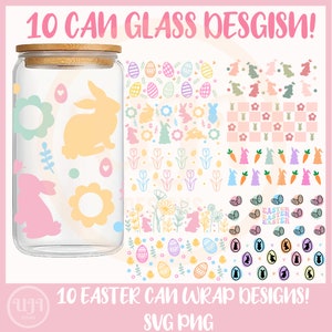 Pâques Libbey verre peut envelopper Svg, Pâques Bundle 16 oz Libbey verre peut SVG, Pâques pastel verre peut 16 oz, Libbey peut emballer fichier coupé pour Cricut