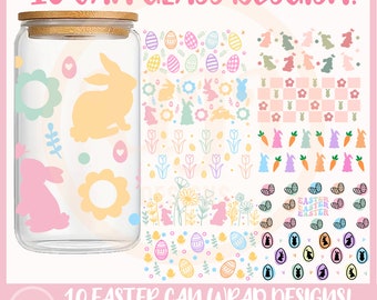 Easter Libbey Glass Can Wrap Svg, Easter Bundle 16oz Libbey Glass Can SVG, Pastel Easter Glass Can 16oz, Libbey Can Wrap Cut File for Cricut