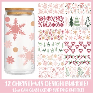 Weihnachts Libbey Bundle, Weihnachtsglasdosen Bündel, 16 Unzen Glasverpackung, Weihnachts Libbey Wrap svg, Weihnachtsbündel svg, Weihnachtssvg-Designs
