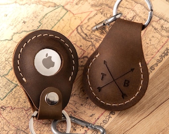 Custom Engraved AirTag Leather Keychain, BULK SALE, Personalized Travelers Gift, Customized AirTag Holder