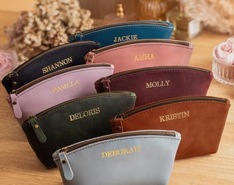 Bridesmaid GIFT SET from 3 to 12 Leather Makeup Bags Personalized with Names or Initials