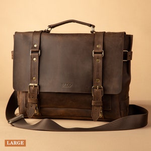 Porte-documents pour homme en cuir marron - sac d'avocats, sac pour ordinateur portable 15 pouces, sac en cuir véritable, sac messager, sac de travail, cadeaux de remise des diplômes