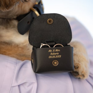 Pet proposal ring pouch with personalization, pet ring carrier for collar, pet ring box with initials and inside message image 4