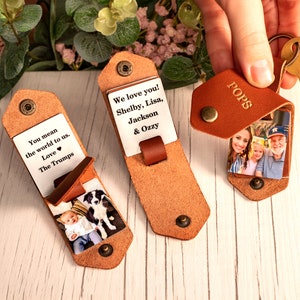 Grandpa gift, grandpa photo keychain, leather photo keychain for papa, gift for pap, fathers day papa gift, father's day gift keychain