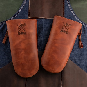 First Father&#39;s Day Gift for Daddy - Personalized Large Leather Grill Gloves, Father&#39;s Day 2025 for Husband, Engraved Grill Gloves