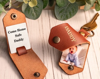 Dad Keychain, New Dad Gift, Leather Photo Keychain, Daddy Daughter Gift, Keychain with Photo, Father's Day 2026