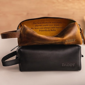 Personalized leather toiletry bags for Men, Leather Dopp Kit, Custom toiletries bag, Gift for men