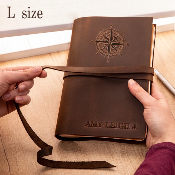 Embossed Leather Bound Notebook Etsy