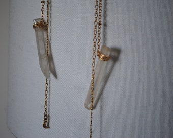 Hand-Wrapped Crystal Drop Chain Earrings
