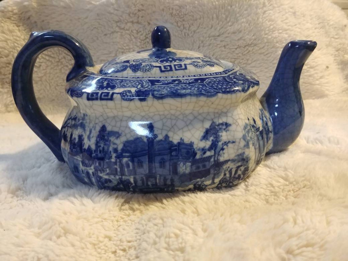 Victoria Ware Ironstone teapot Blue Flow Etsy