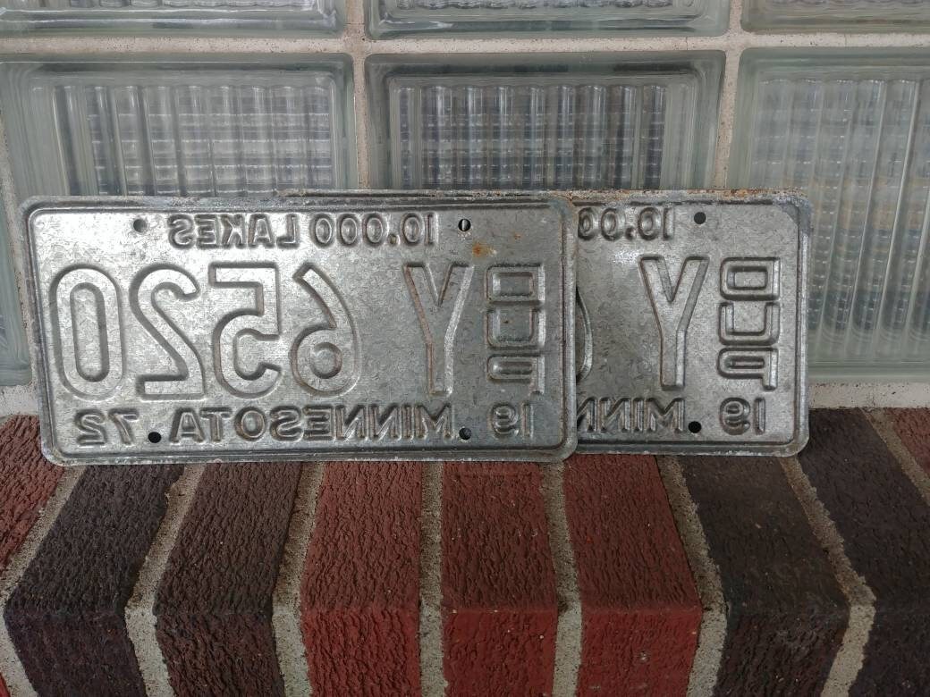 Vintage Minnesota License Plate 1972 Duplicate Yellow 10000 Etsy