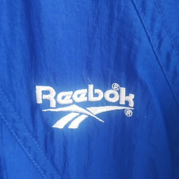 Vintage Reebok Wind Breaker Jacket Unisex Blue Medium