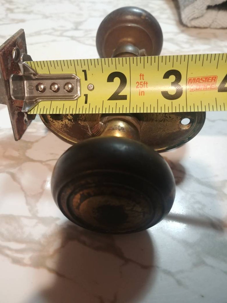Vintage Brass Doorknobs With Hardware Plates Etsy