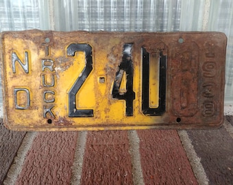 Vintage North Dakota License Plate * 1938 * TRUCK