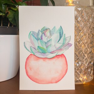 Carte Postale "Succulente" peinte à la main, aquarelle, env. 10 x 15 cm, modèle unique