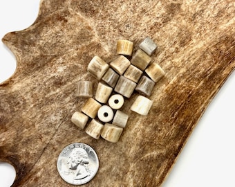 10 Deer/Elk Antler Beads/  Natural Finish/ Shed Deer Antler