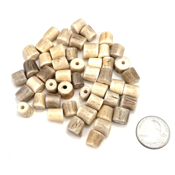 50  Deer Antler Beads/ Natural Finish Deer and Elk Antler Beads