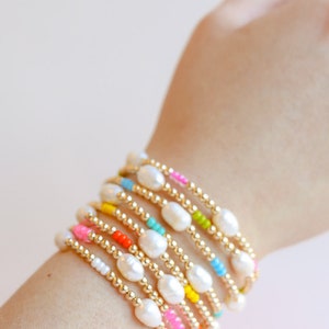 Hot Pink Pearl Poppi Bracelet I 14 K Gold Filled I Waterproof I Workout Proof I Tarnish Proof - Etsy