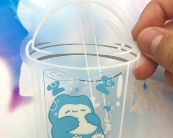 Clear Snorlax Boba Sticker