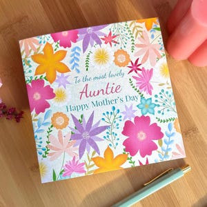 Carte de fête des mères heureuse tante Bloom - carte de voeux florale de fête des mères - pour maman - pour elle - maman - carte de tante - carte de tante - merci