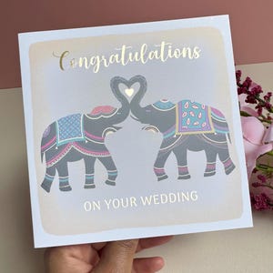 Carte de félicitations de mariage - Carte de nouveau couple éléphant - Carte de félicitations - Nouveaux mariés - M. et Mme - M. et M - Mme et Mme - Mariés
