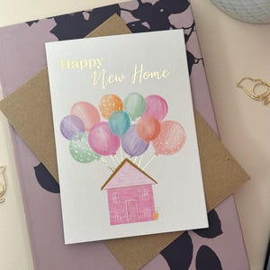 Carte ballon Happy New Home - Souhaits de nouvelle maison - Nouveau chapitre - Carte de bienvenue