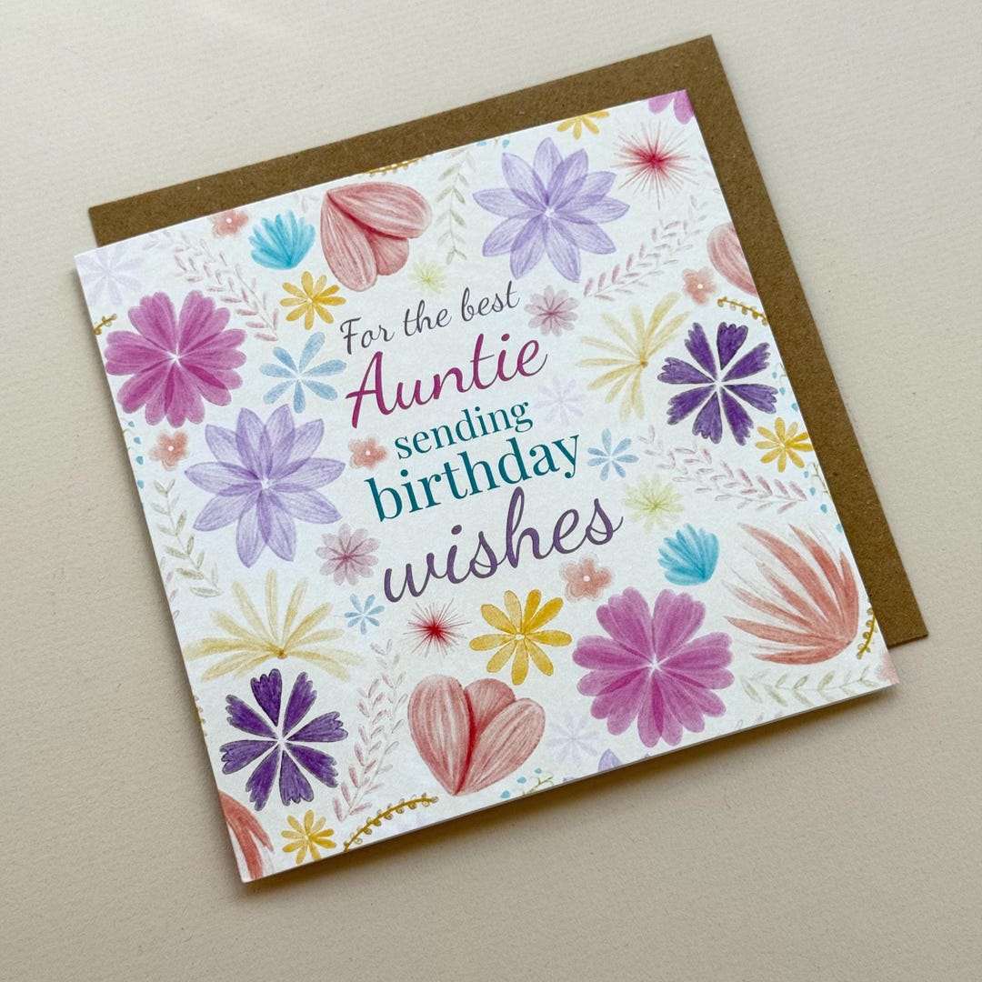 Auntie Pastel Floral Birthday Card - Aunty - Aunt Birthday Greeting ...
