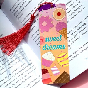 Sweet Dreams Bookmark with Tassel - Reading - Bookworm - Stocking Filler - Party Favour - Party Bag Gift - Super Reader - Teacher Gift