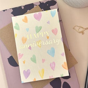 Carte coeurs d'anniversaire - carte de voeux de luxe - carte de célébration - félicitations - jeunes mariés - anniversaire - mari - femme - nouvellement mariés