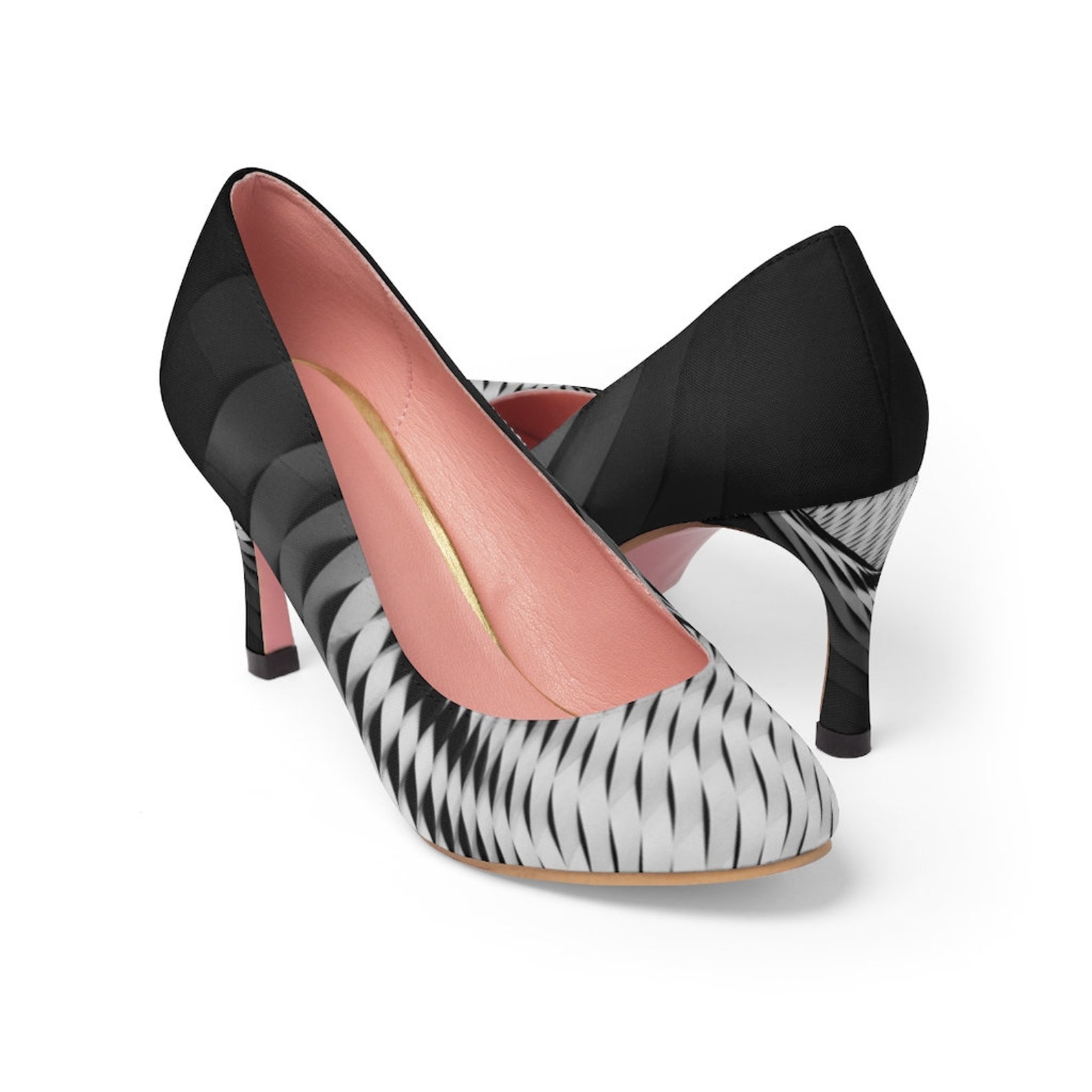 white and black high heel shoes