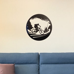 Montañas de arte mural, paseo en bicicleta de madera, decoración del hogar, bicicleta mounain, arte mural 3D, señal personalizada velo, decoración del hogar, signo de patrón de bicicleta