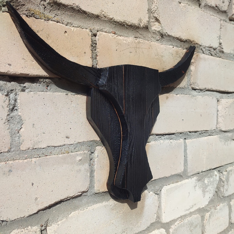 Wooden Bull Head, Wall Art, Burned Bull Scull, Bull Wooden Personalised
