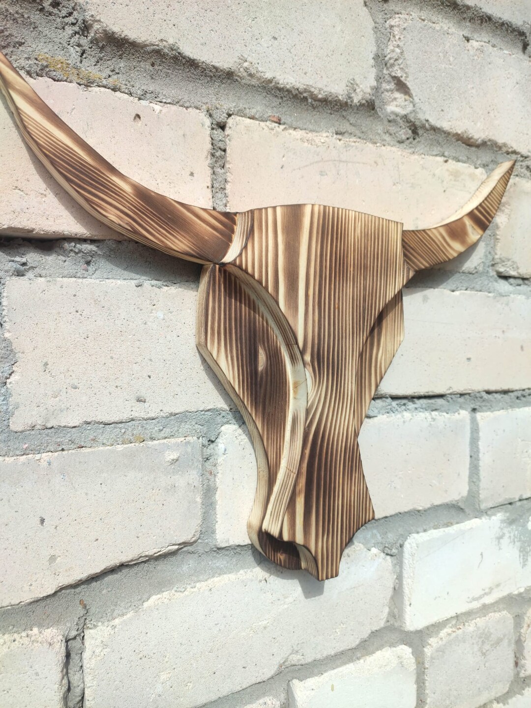 Longhorn Schädel Wanddekoration Aus Holz – Ca. 80 Cm Lang, Bauernhaus Deko, Türschild
