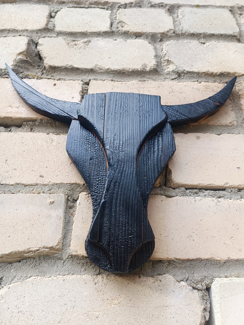 Wooden Bull Head, Wall Art, Burned Bull Scull, Bull Wooden Personalised