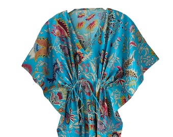 Indian Cotton  Mughal Printed Long Kaftan Hippie Style Maxi Dress