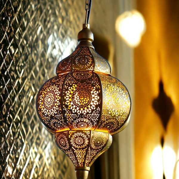 Moderne turc vintage look antique marocain doré plafonniers maison lanterne pendentif cadeaux oriental suspension