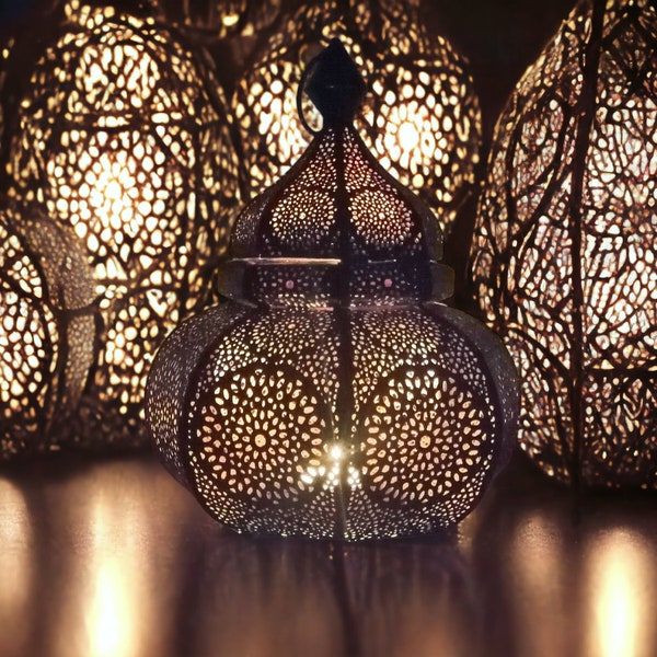 Vintage lanterne marocaine ancienne en fer lampe de table lanterne marocaine lanterne de jardin suspendue orientale décoration d'intérieur bougies lanternes jardin extérieur