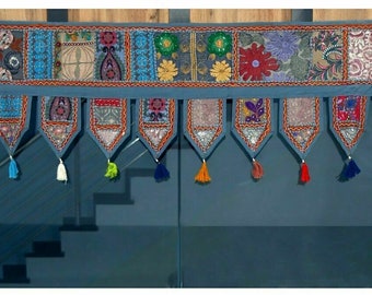 Embroidered Decorative Valances Indian Door Hangings Bohemian Curtain Vintage Toran Patchwork Banjara Window Toppers