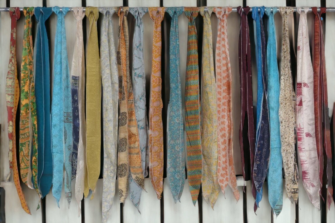 Wholesale Lot of Indian Vintage Silk Recycle Sari Sashes Head Wrap Neck ...