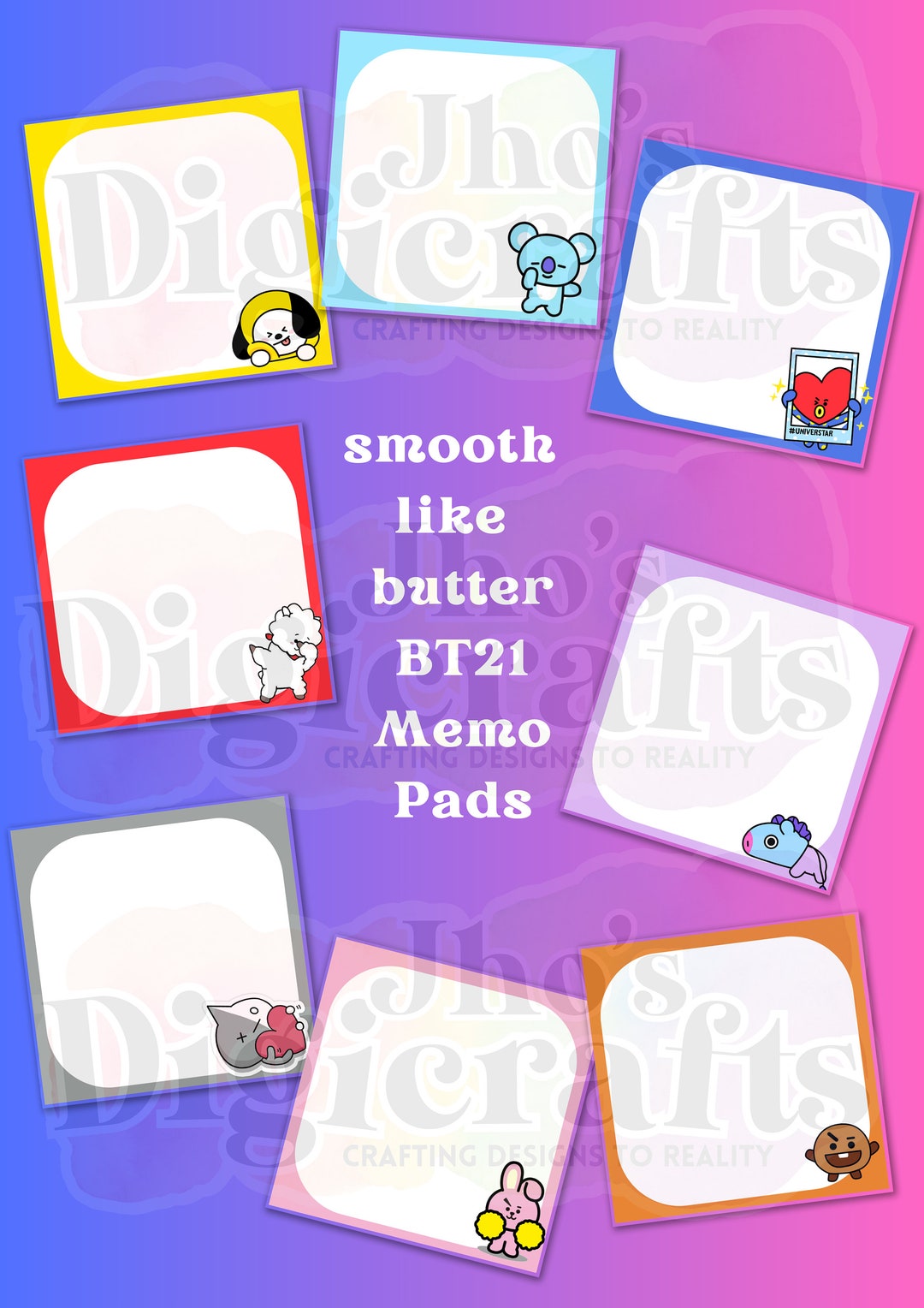 BT21 Memo Pad printable - Etsy