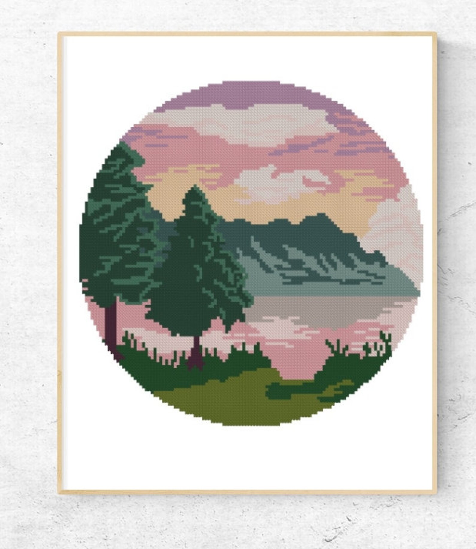Lake cross stitch pattern landscape Nature cross stitch Etsy