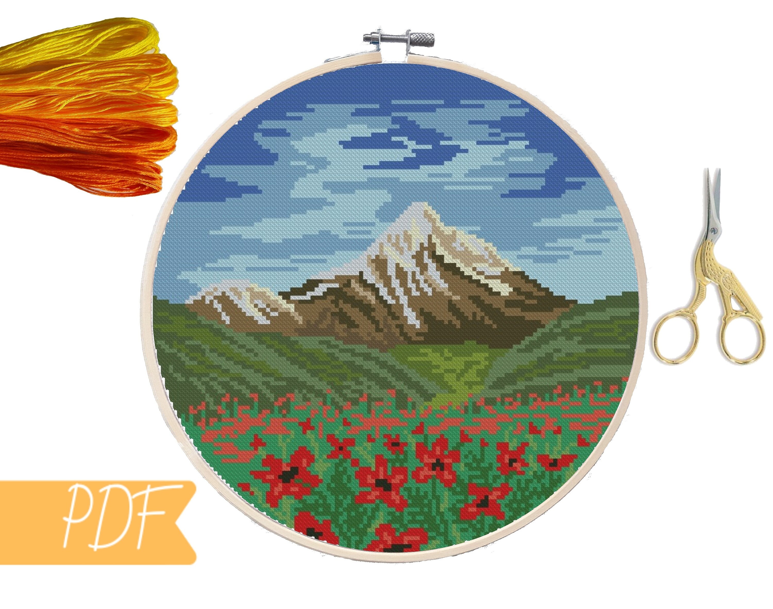 Mountains cross stitch pattern landscape Nature cross stitch | Etsy