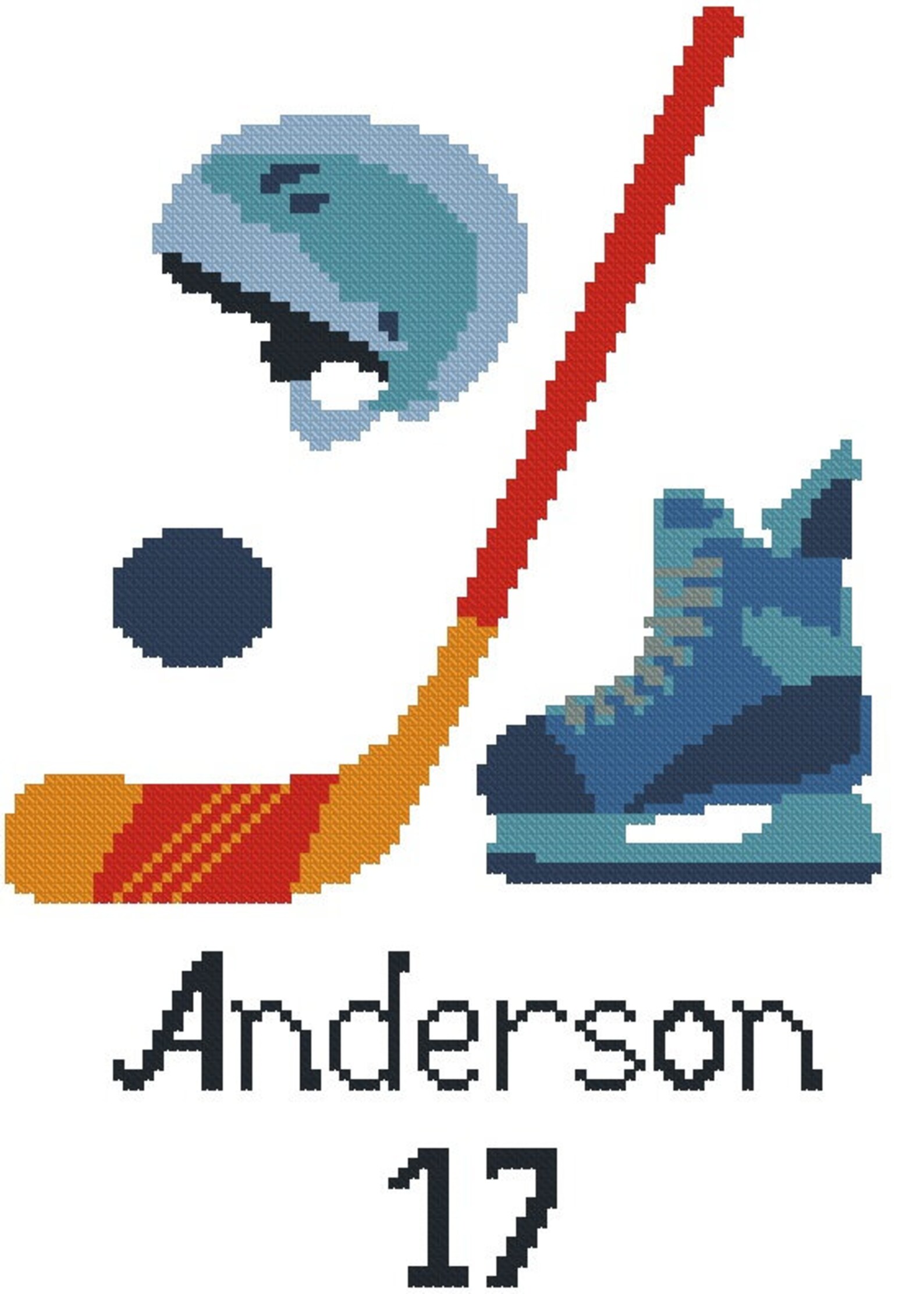Hockey Cross Stitch Pattern Personalized Cross Stitch Sport Etsy