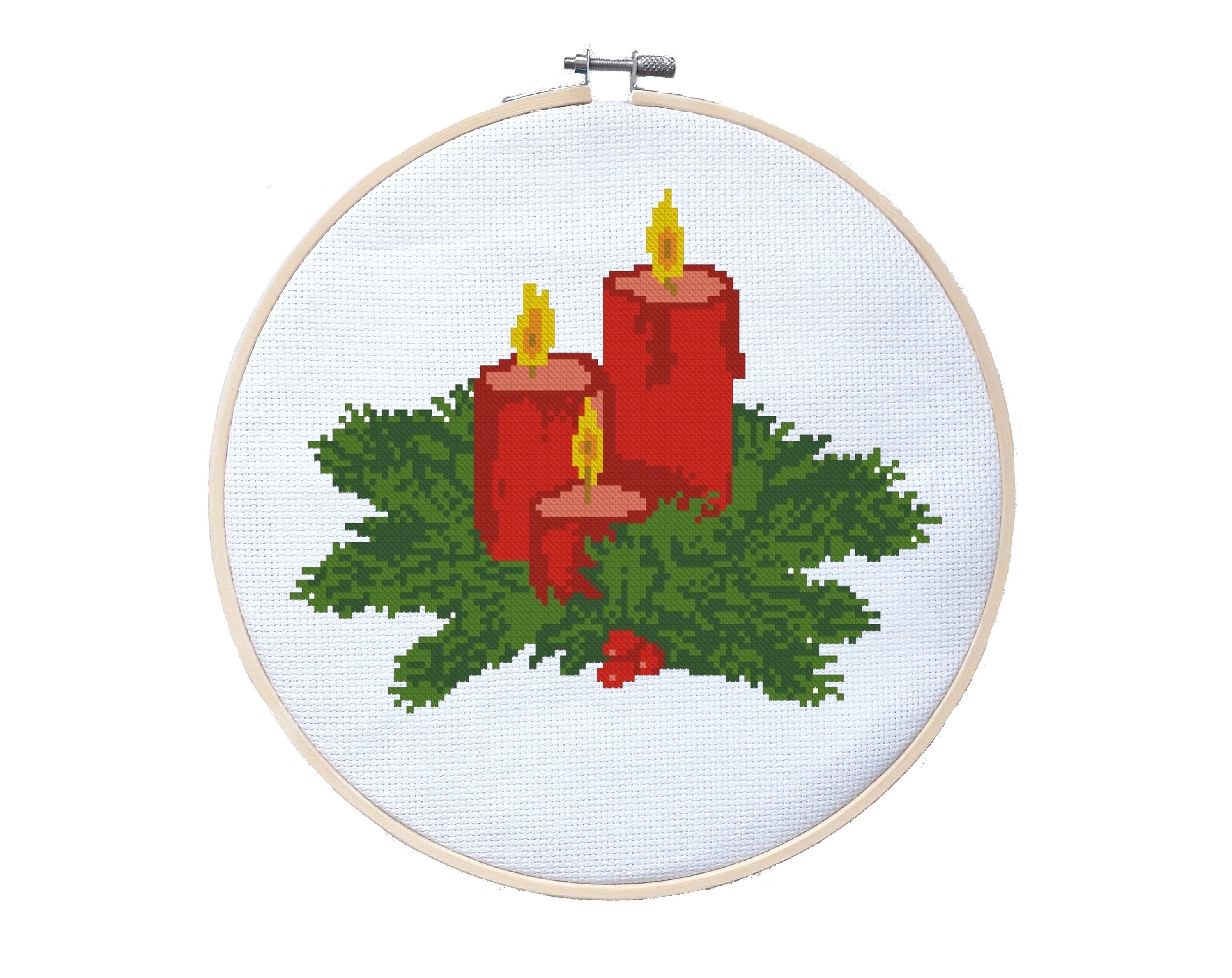 Christmas candle Modern cross stitch pattern Xmas cross stitch Etsy