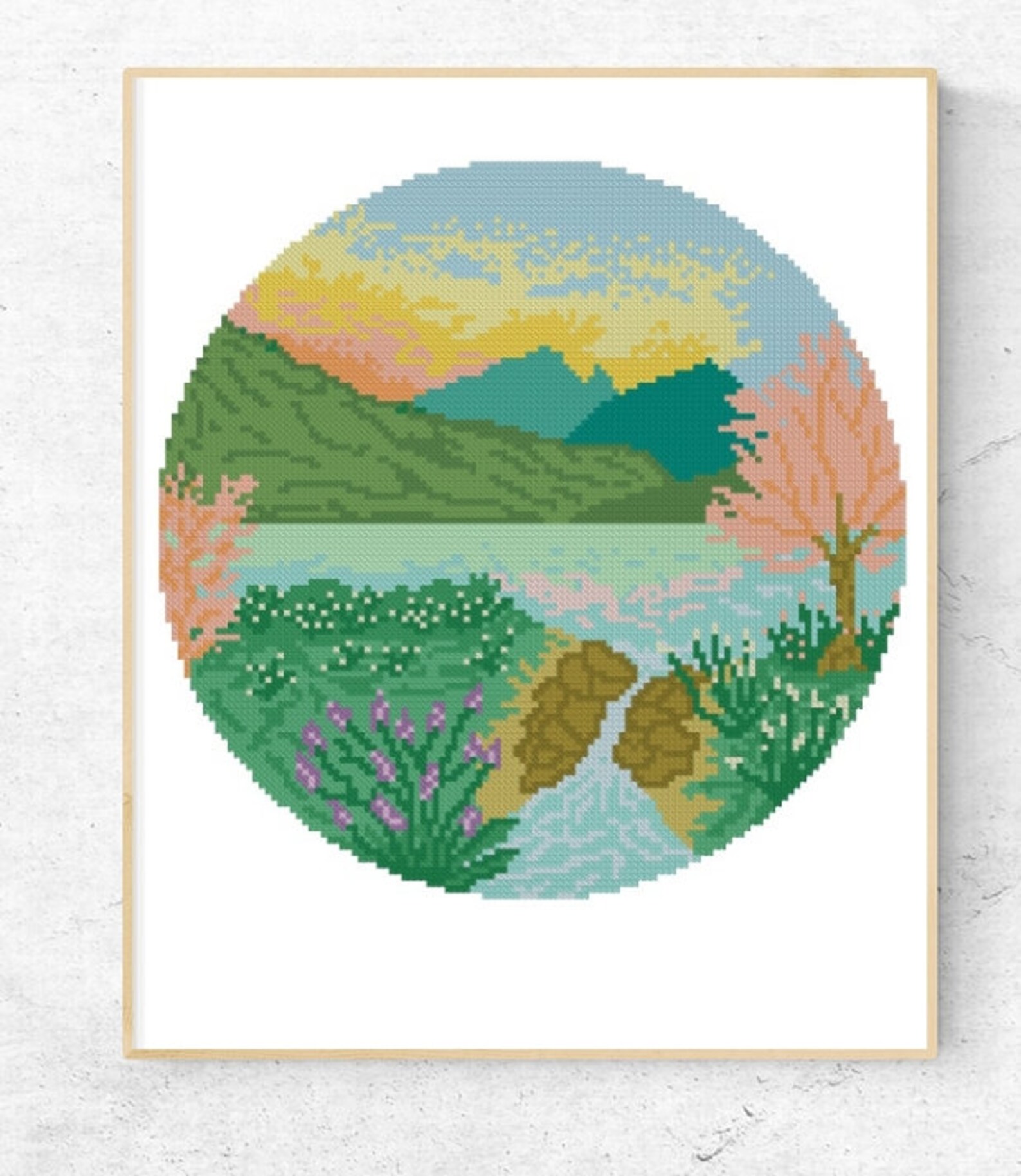 Nature cross stitch pattern landscape Spring cross stitch Etsy