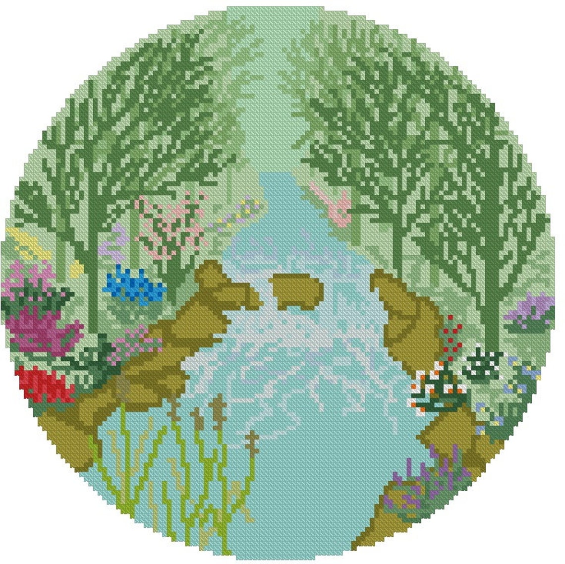 Forest cross stitch pattern landscape Nature cross stitch | Etsy